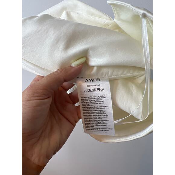 NWT Amur Declan Ruffle Bustier One Shoulder Ivory Cropped Top - Picture 9 of 11